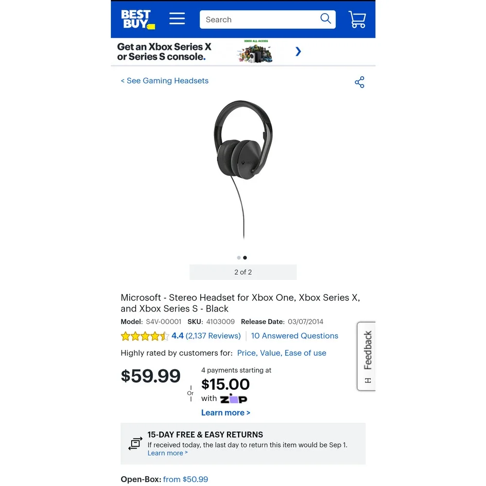 Microsoft Xbox Stereo Headset Corded. Xbox One Series X & Series S! Retail $60!